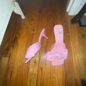 Jeffrey Campbell pink plaid kitten heels size 11